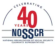 A red and white logo for the national organization of social security claimants ' representatives.